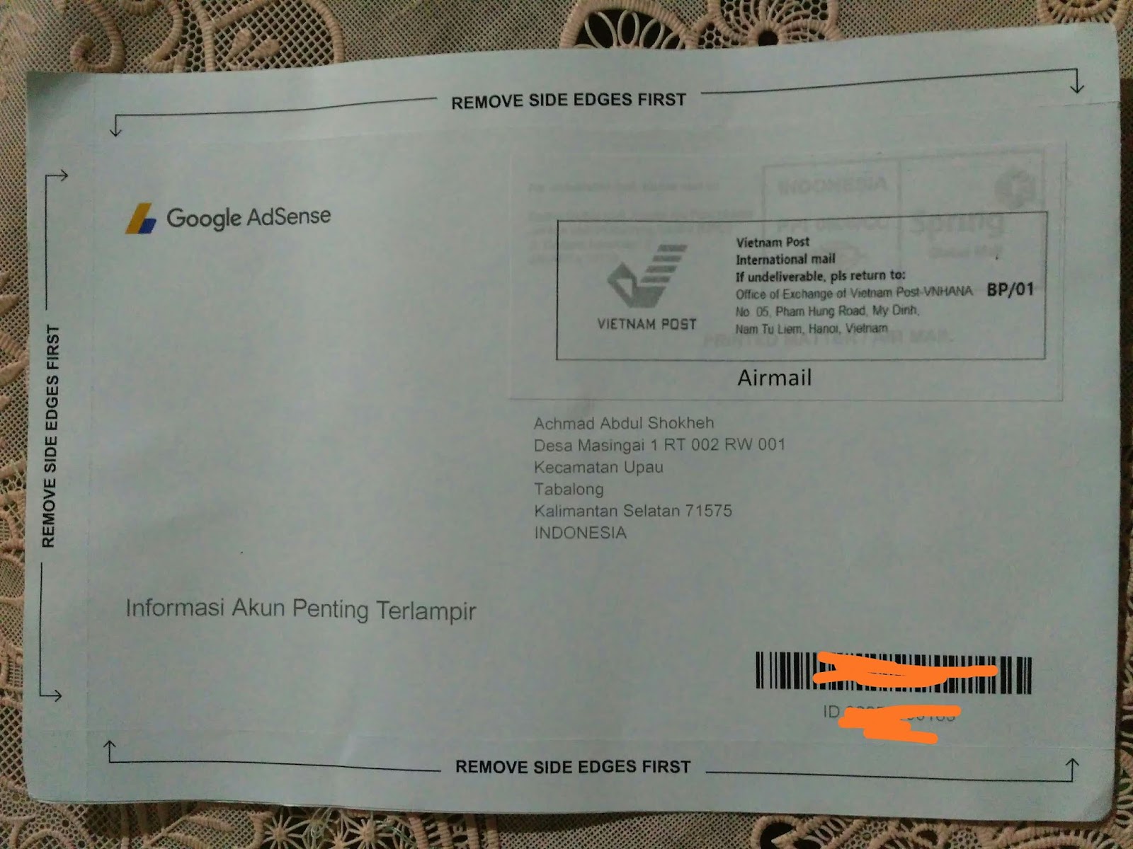 Detail Surat Pin Google Adsense Nomer 54