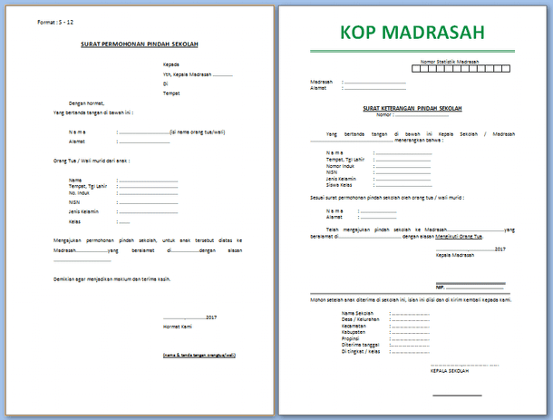 Detail Surat Pindah Sekolah Sd Nomer 37