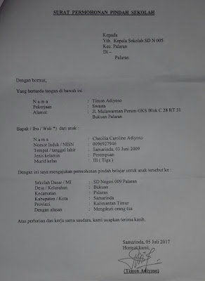 Detail Surat Pindah Sekolah Sd Nomer 43