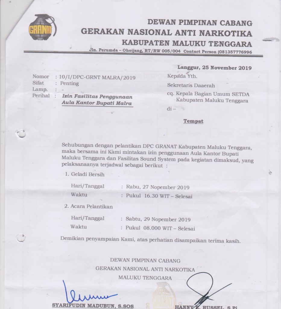 Detail Surat Pinjam Pakai Nomer 40