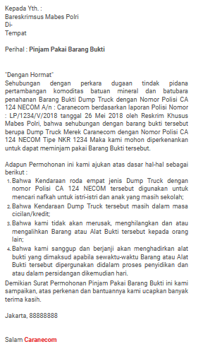 Detail Surat Pinjam Pakai Nomer 43