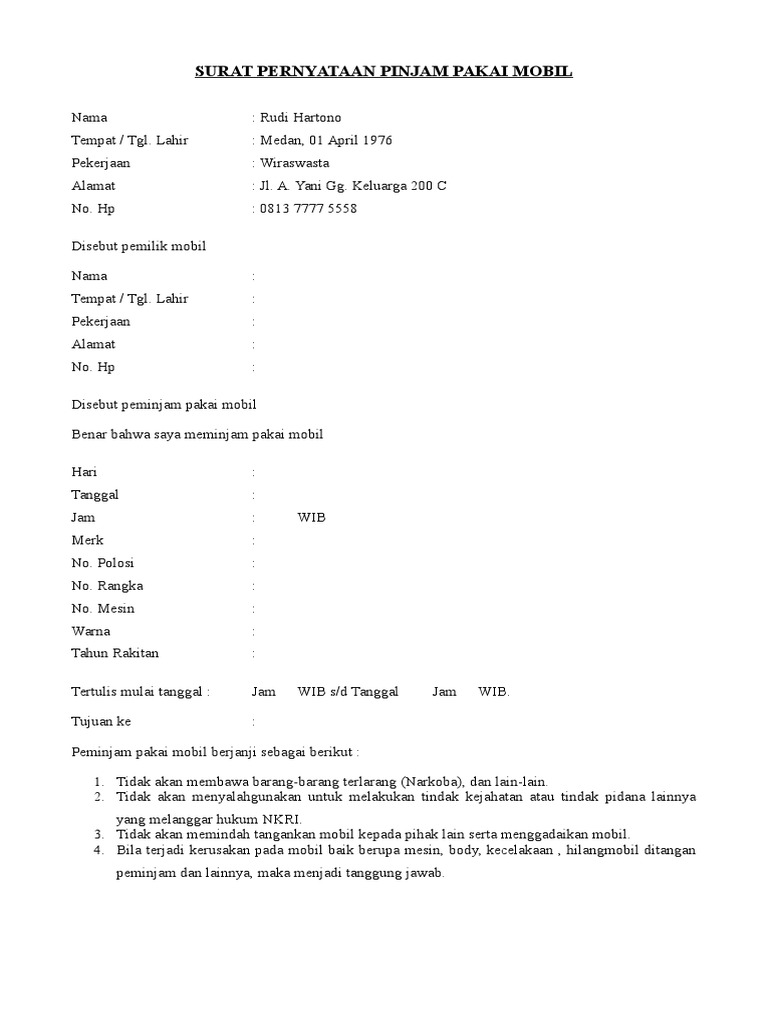 Detail Surat Pinjam Pakai Kendaraan Nomer 4