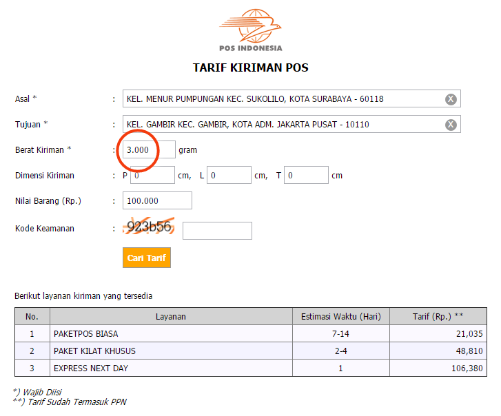 Detail Surat Pos Biasa Nomer 2