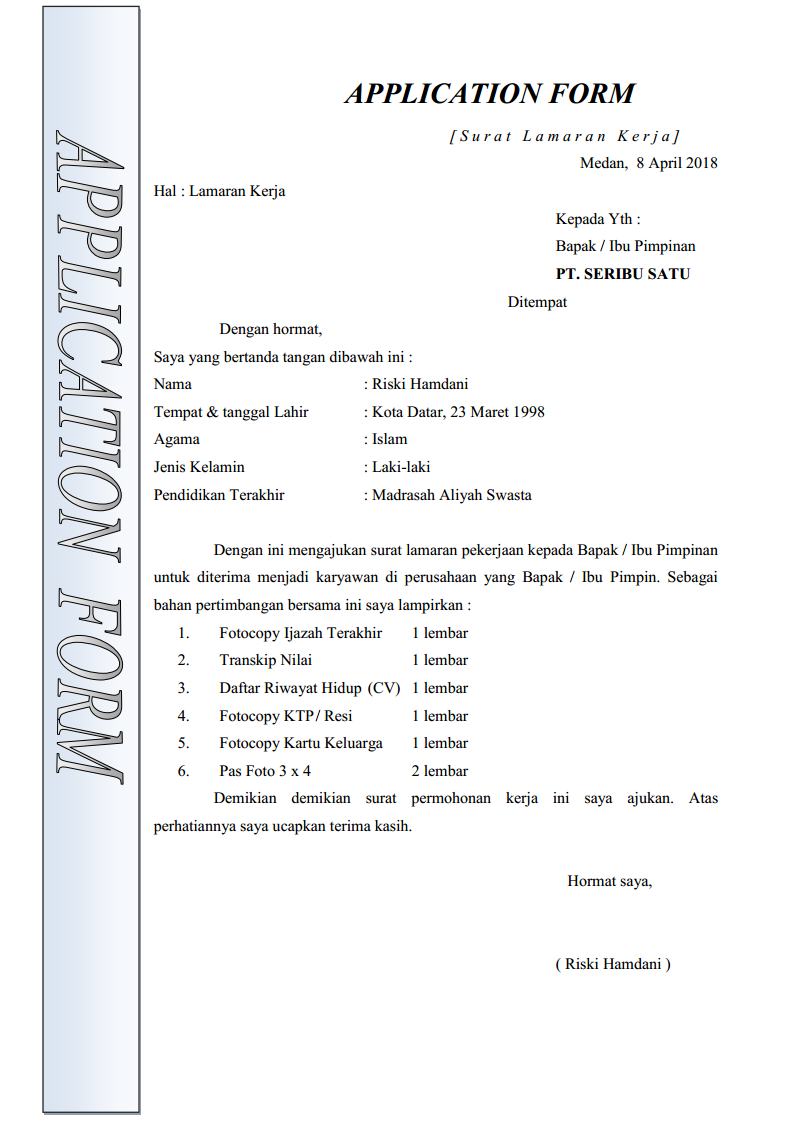 Detail Surat Pribadi Bersifat Resmi Nomer 30