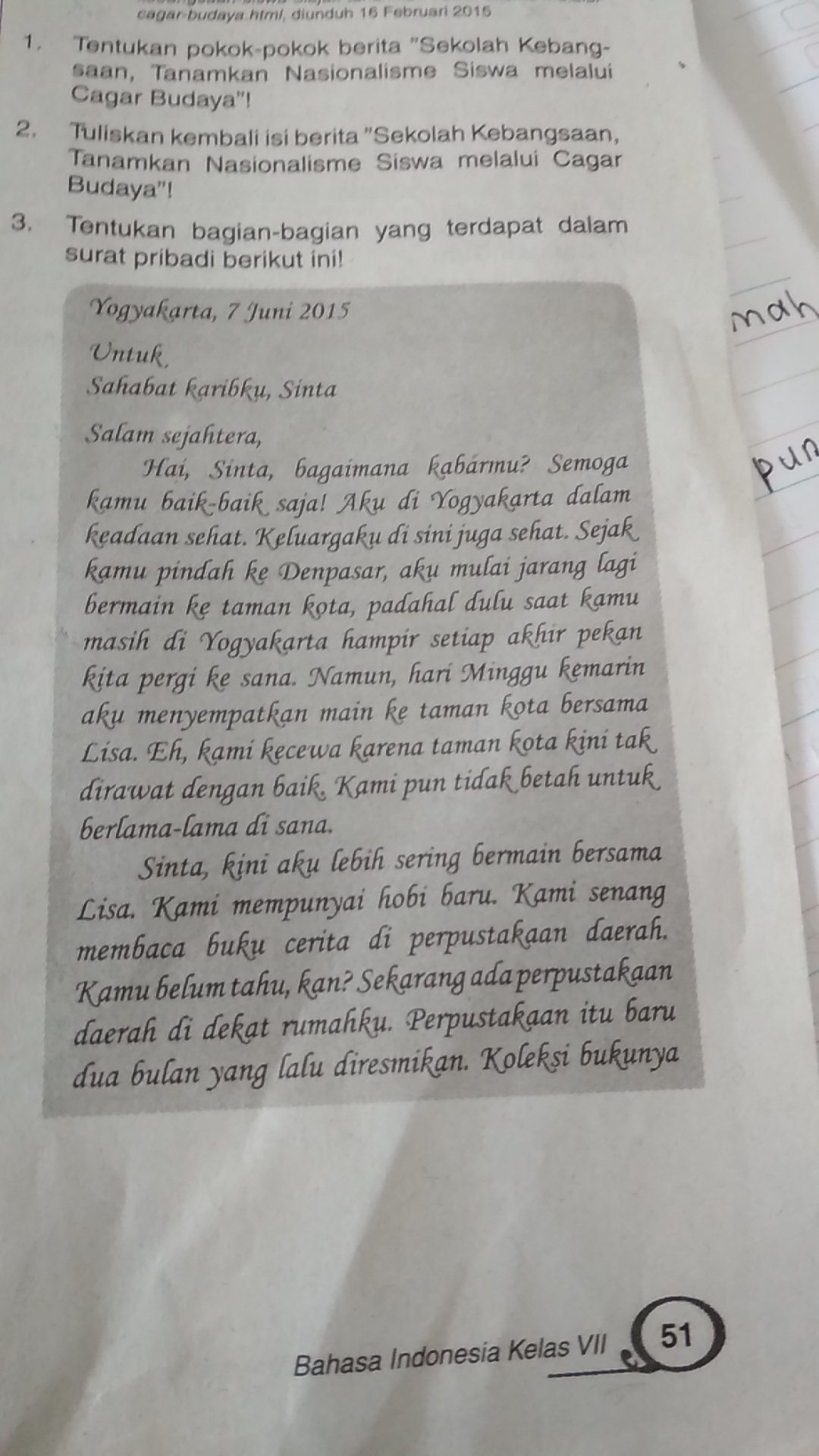 Detail Surat Pribadi Pendek Nomer 32