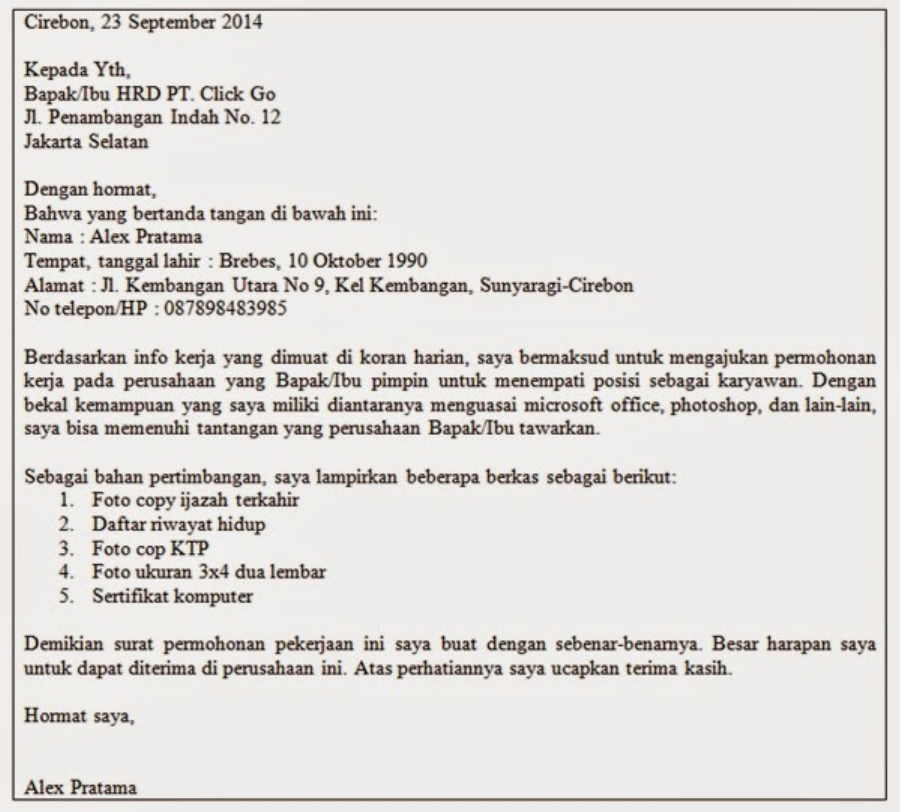 Detail Surat Pribadi Resmi Nomer 21