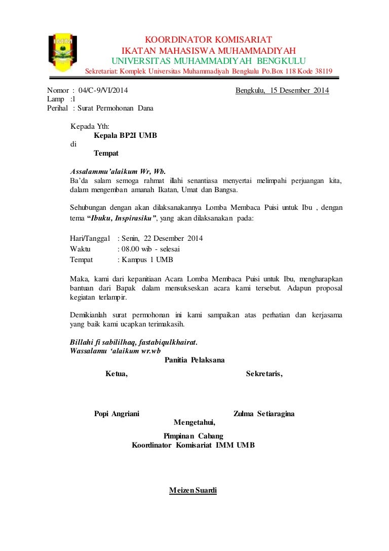 Detail Surat Proposal Bantuan Dana Nomer 4