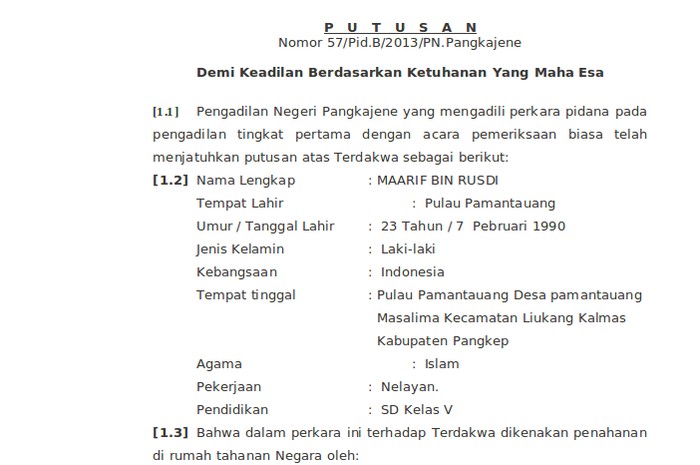 Surat Putusan Pengadilan - KibrisPDR