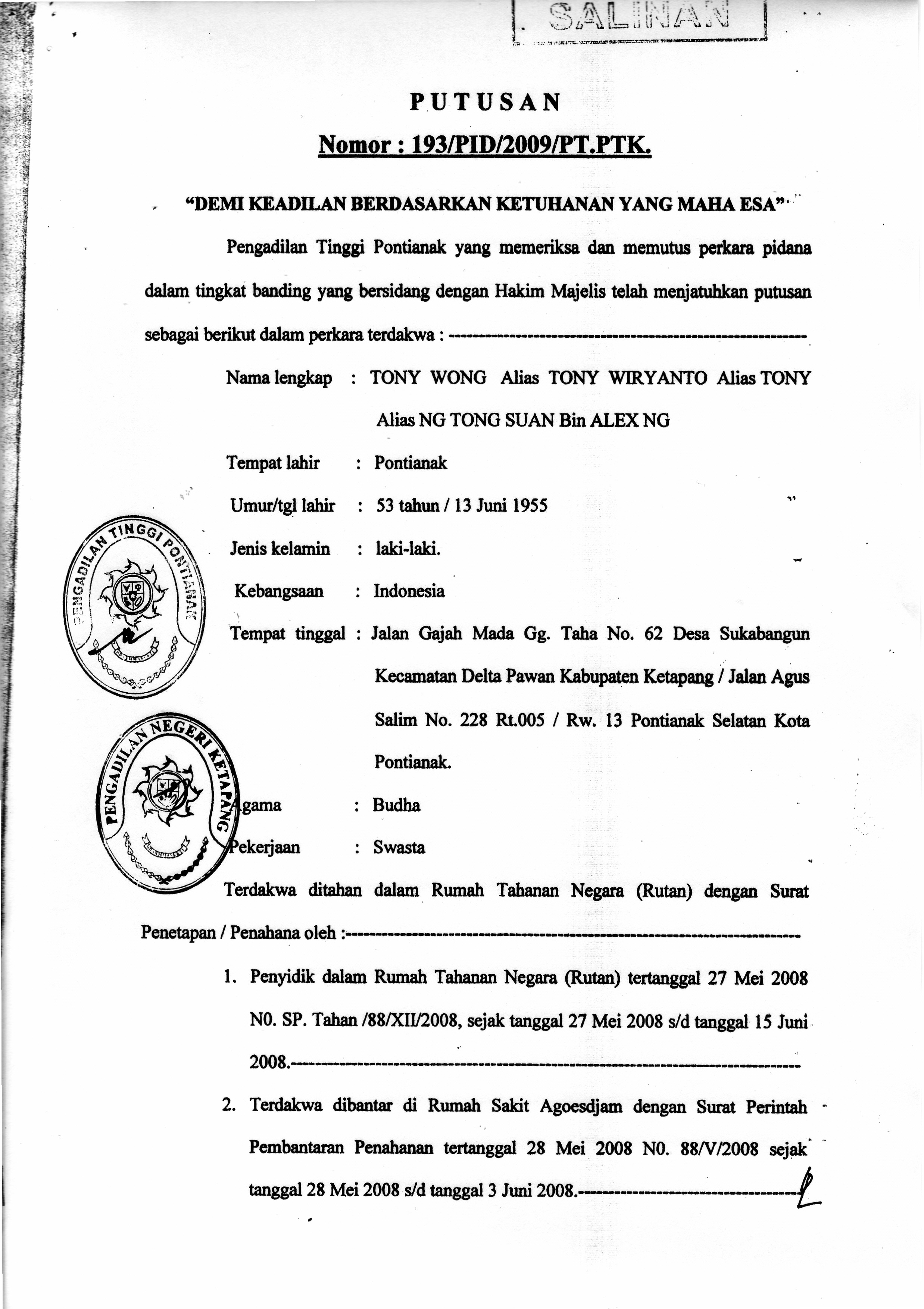 Detail Surat Putusan Pengadilan Nomer 10