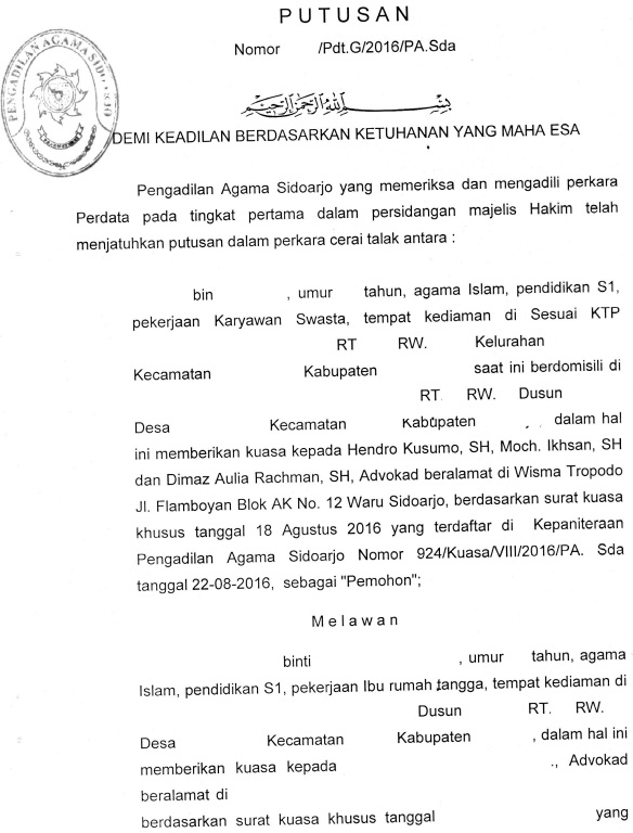 Detail Surat Putusan Pengadilan Nomer 30