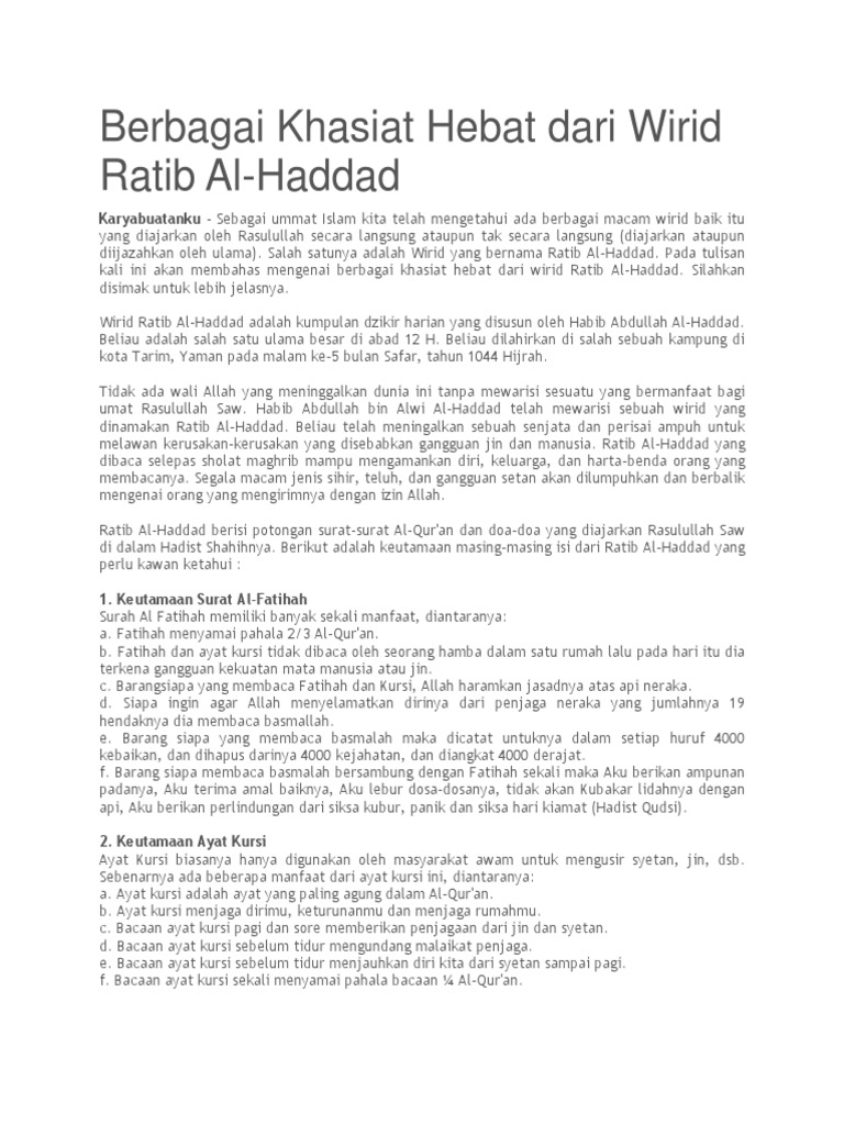 Detail Surat Ratib Al Haddad Nomer 34