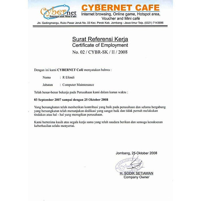 Detail Surat Referensi Kerja Nomer 42