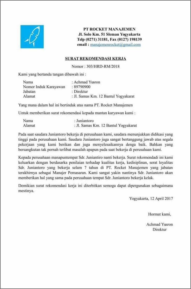 Detail Surat Rekomendasi Dosen Nomer 45