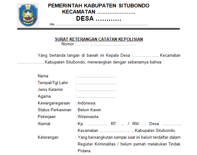 Detail Surat Rekomendasi Kepala Desa Nomer 54