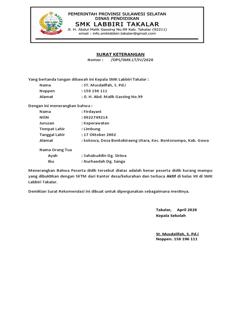 Detail Surat Rekomendasi Kuliah Nomer 14