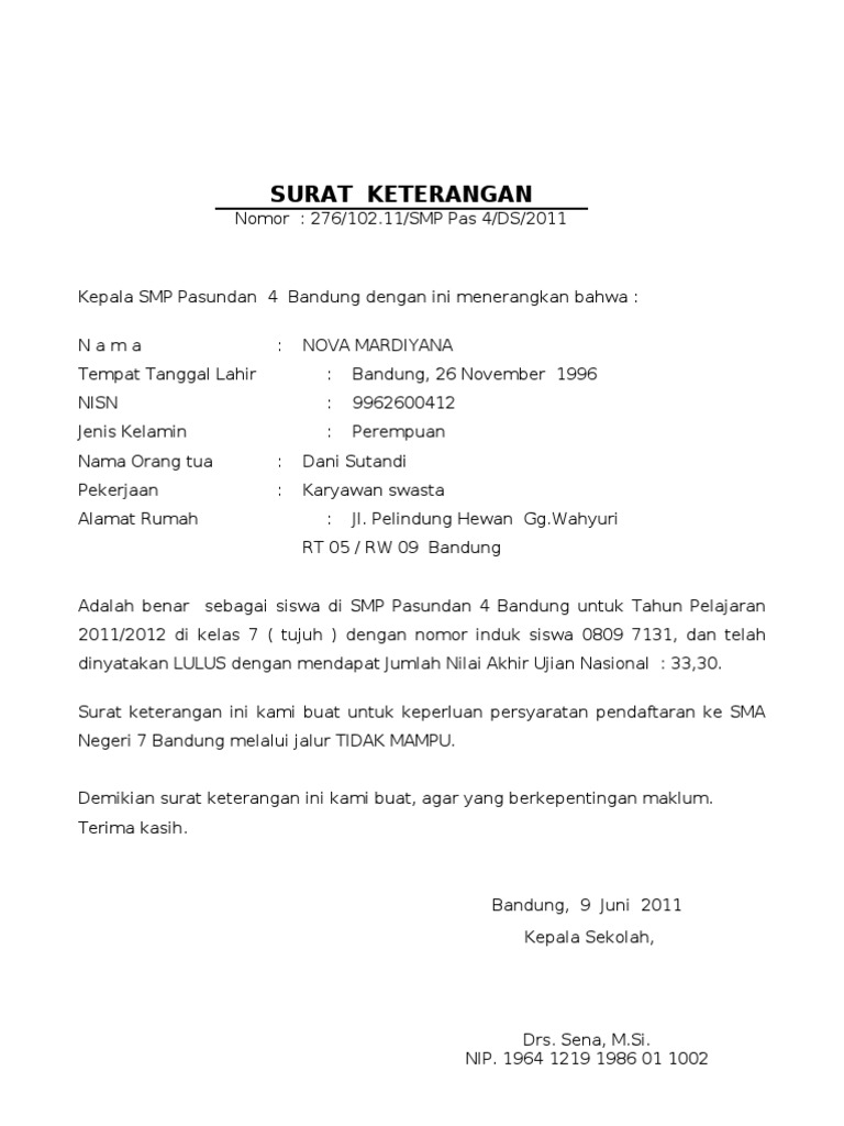 Detail Surat Rekomendasi Melanjutkan Sekolah Nomer 18