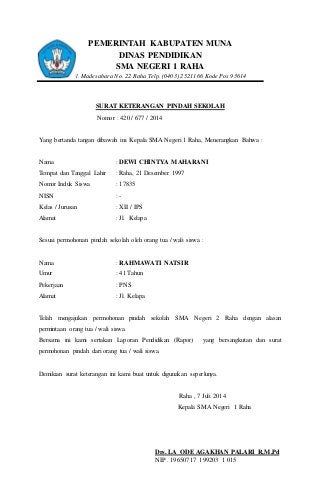 Detail Surat Rekomendasi Pindah Sekolah Nomer 12