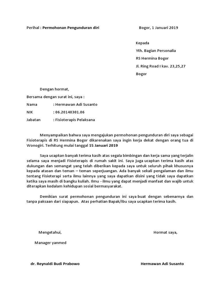 Detail Surat Resign Contoh Nomer 30