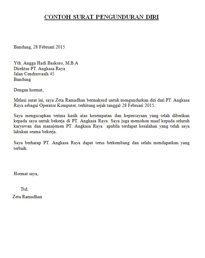 Detail Surat Resign Contoh Nomer 6