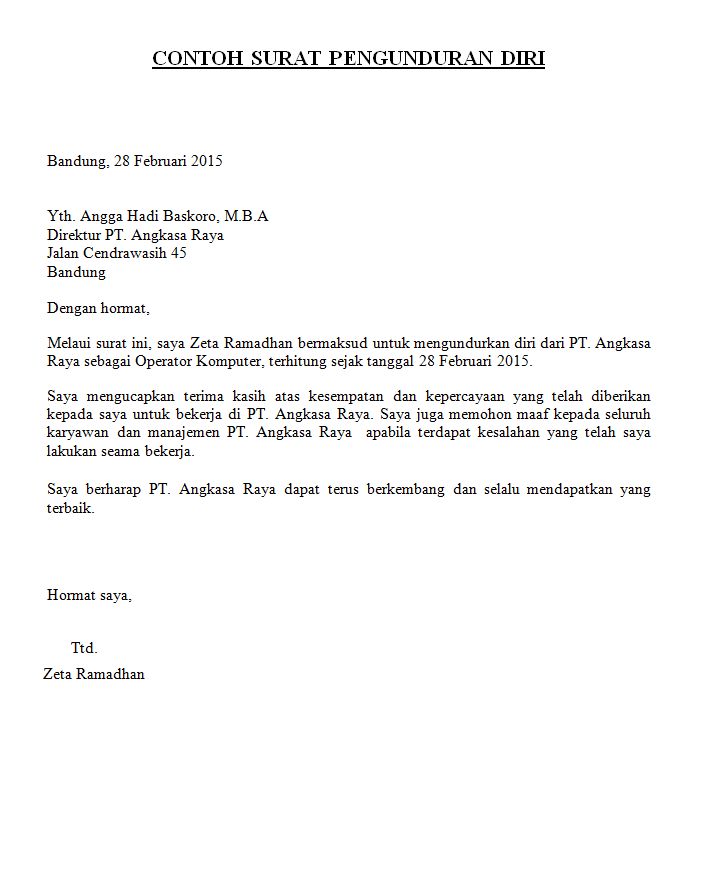 Detail Surat Resign Dari Perusahaan Nomer 8