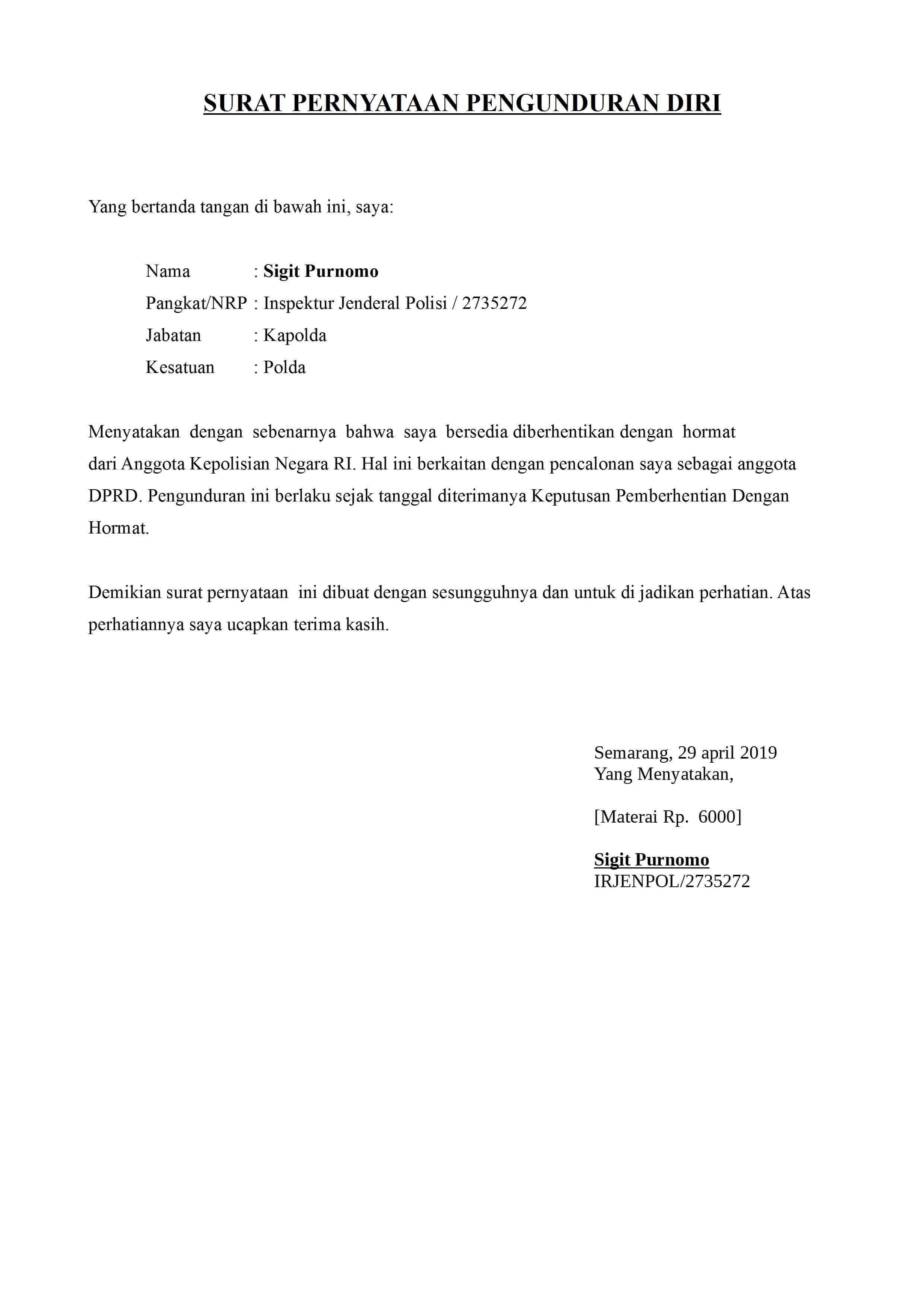 Detail Surat Resign Dari Perusahaan Nomer 14