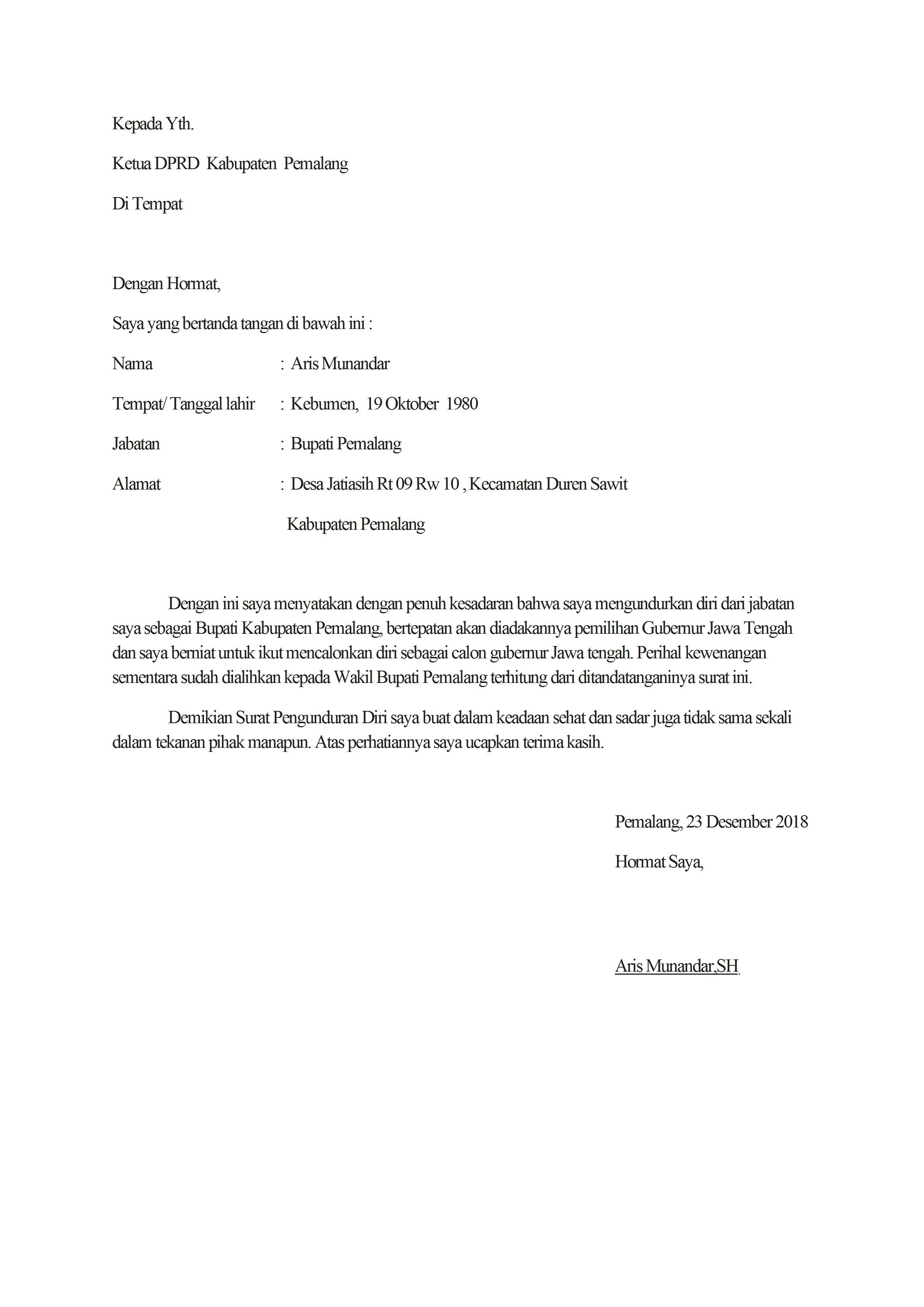 Detail Surat Resign Dari Perusahaan Nomer 25