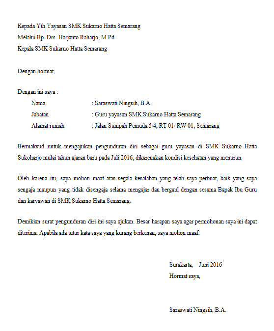 Detail Surat Resign Guru Nomer 29