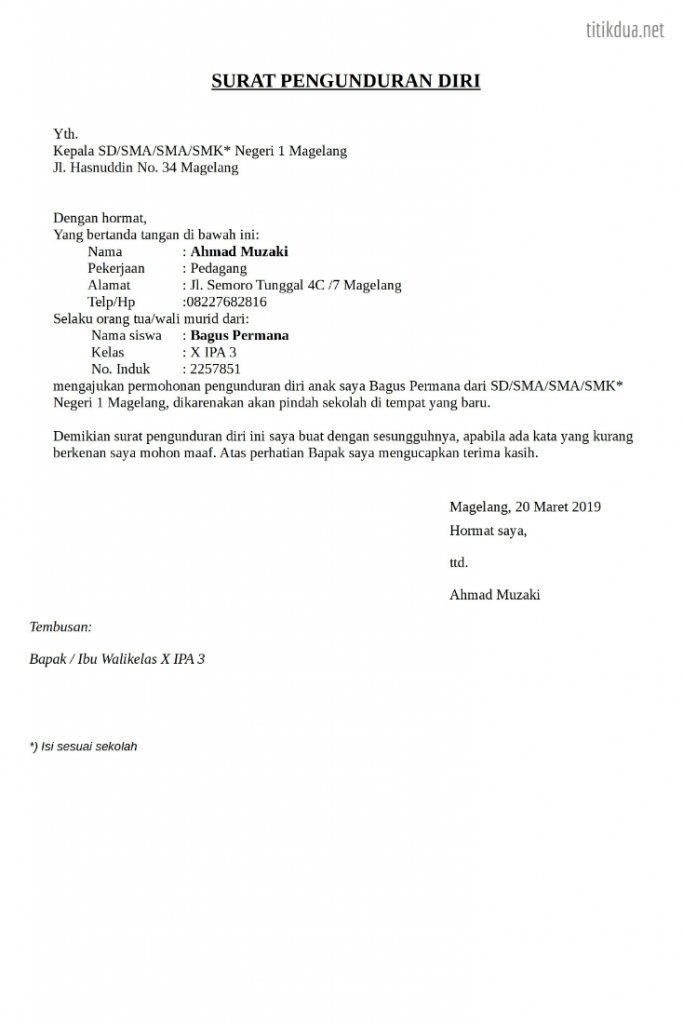 Detail Surat Resign Karyawan Nomer 36