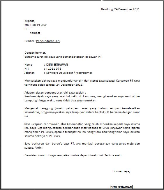 Detail Surat Resign Kerja Pabrik Nomer 34