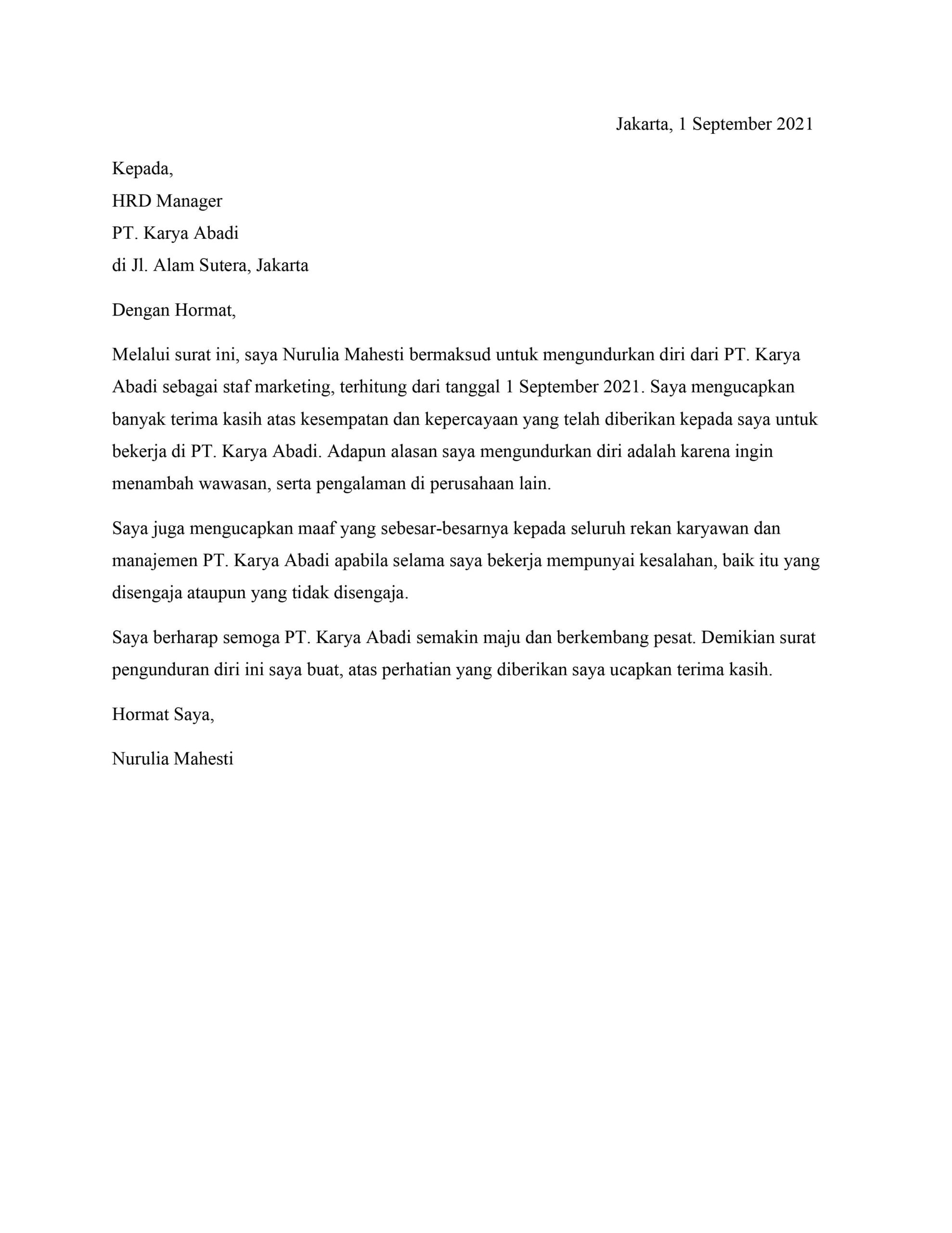 Detail Surat Resign Pabrik Nomer 33