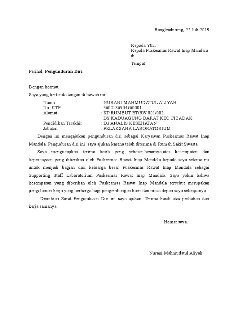 Detail Surat Resign Perusahaan Swasta Nomer 23