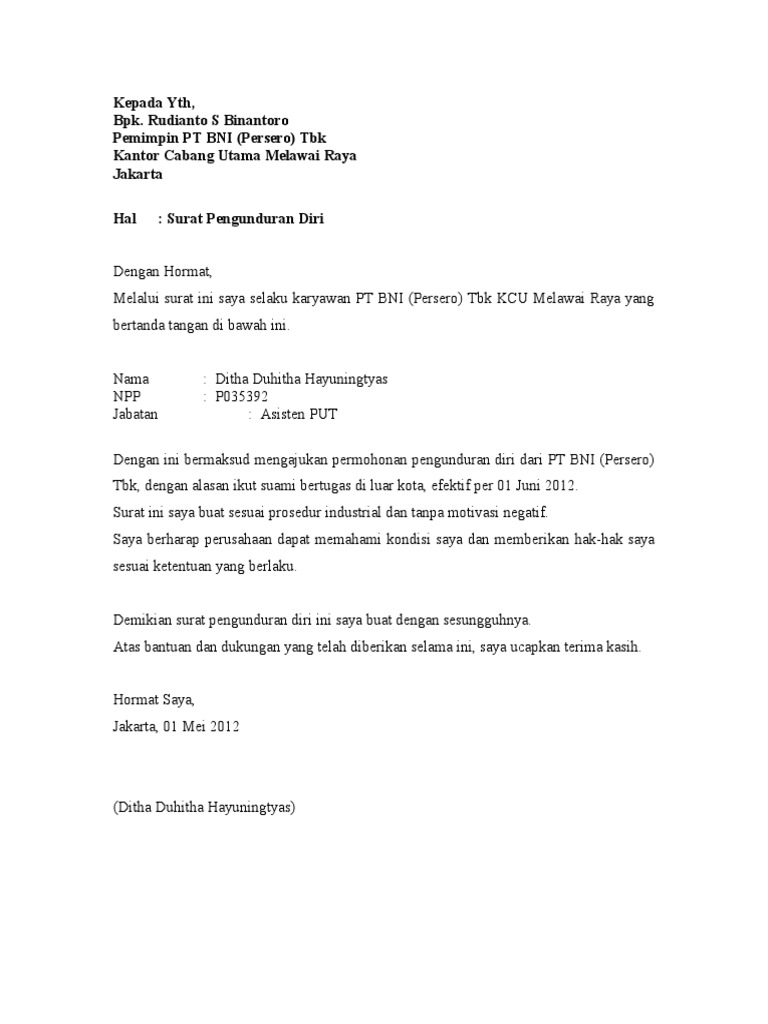 Detail Surat Resign Pt Nomer 23