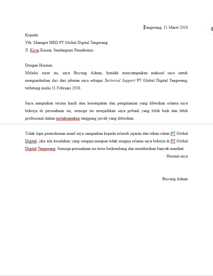 Detail Surat Resign Pt Nomer 41