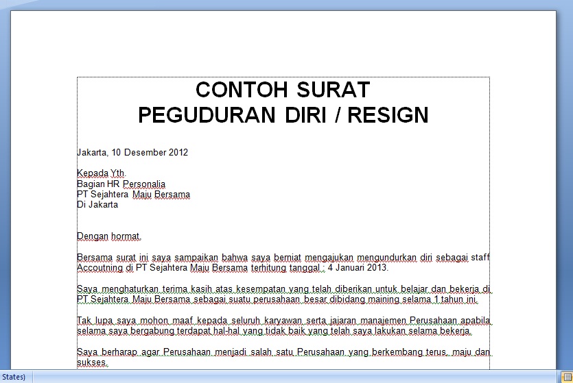 Detail Surat Resign Pt Nomer 46