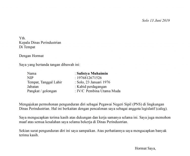 Detail Surat Resign Security Nomer 6