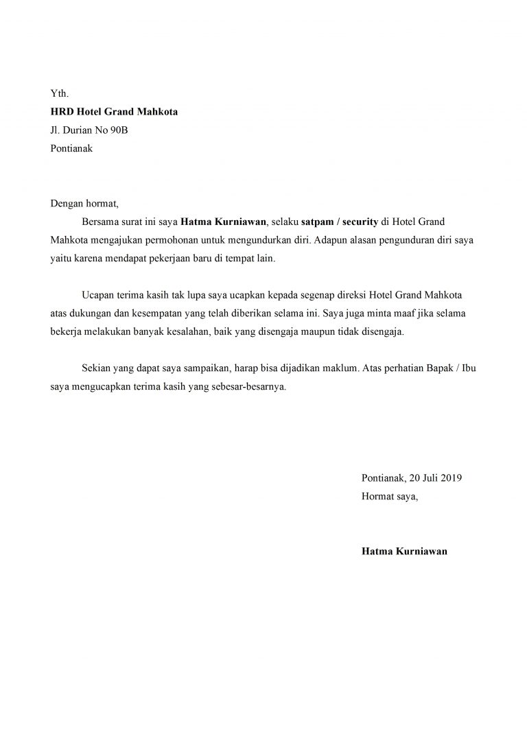 Detail Surat Resign Security Nomer 7