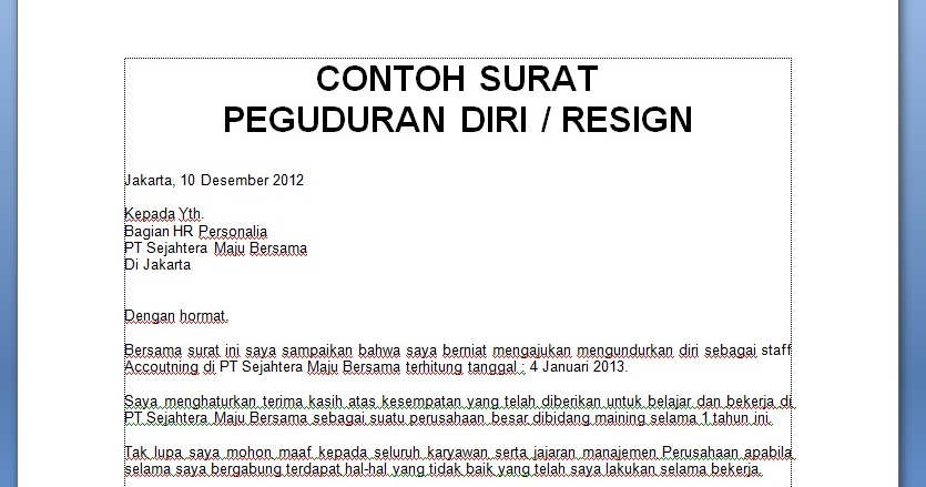 Detail Surat Resign Terbaik Nomer 25