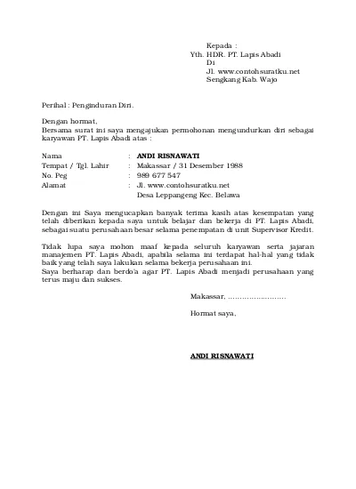 Detail Surat Resign Word Nomer 18
