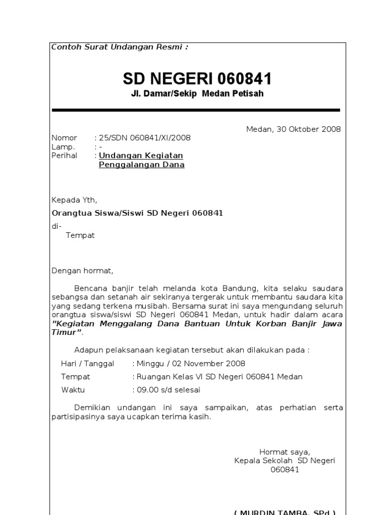 Detail Surat Resmi Undangan Nomer 41