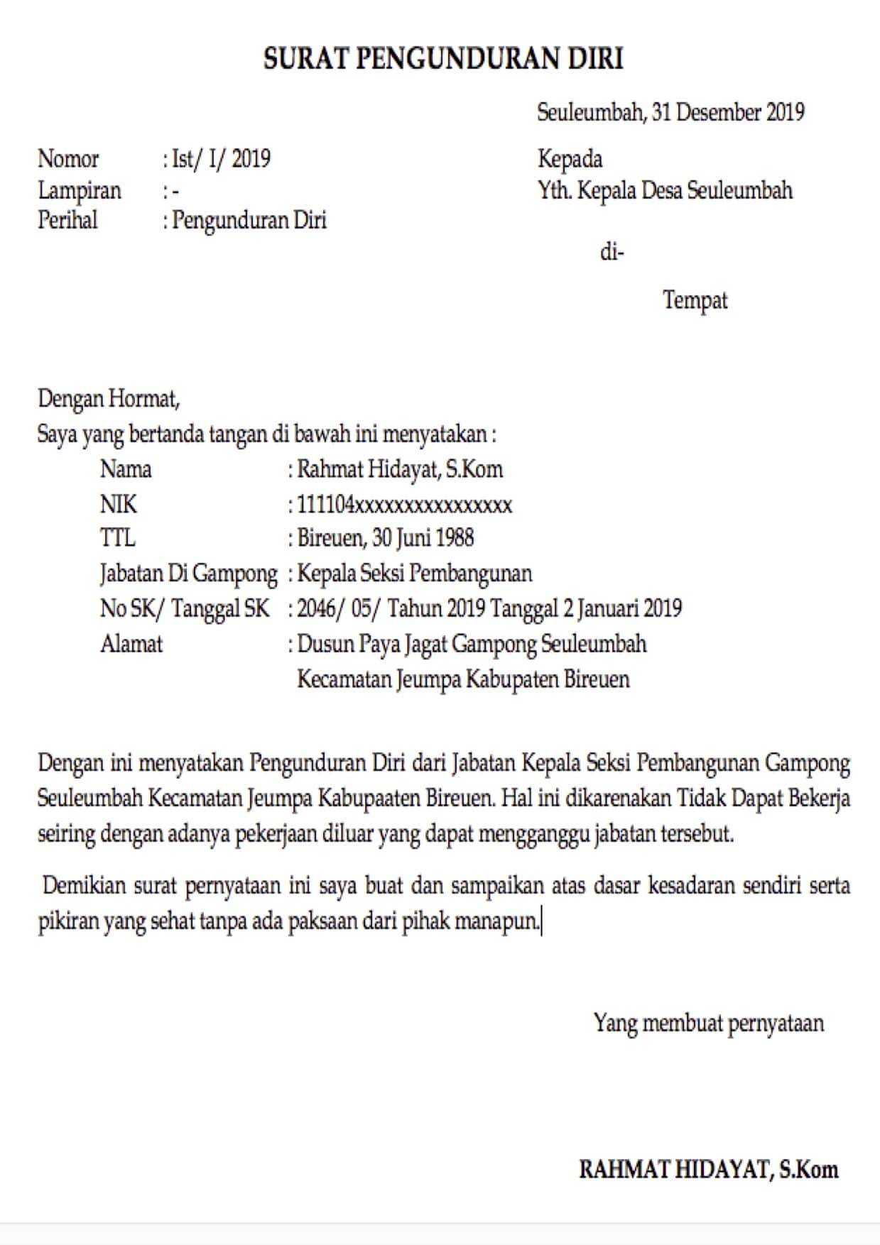 Detail Surat Risent Kerja Nomer 26