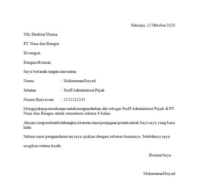 Detail Surat Risent Kerja Nomer 33