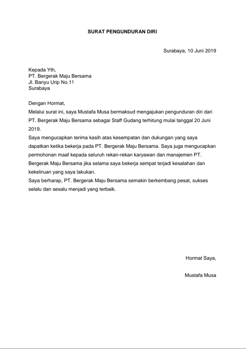 Detail Surat Risent Kerja Nomer 3