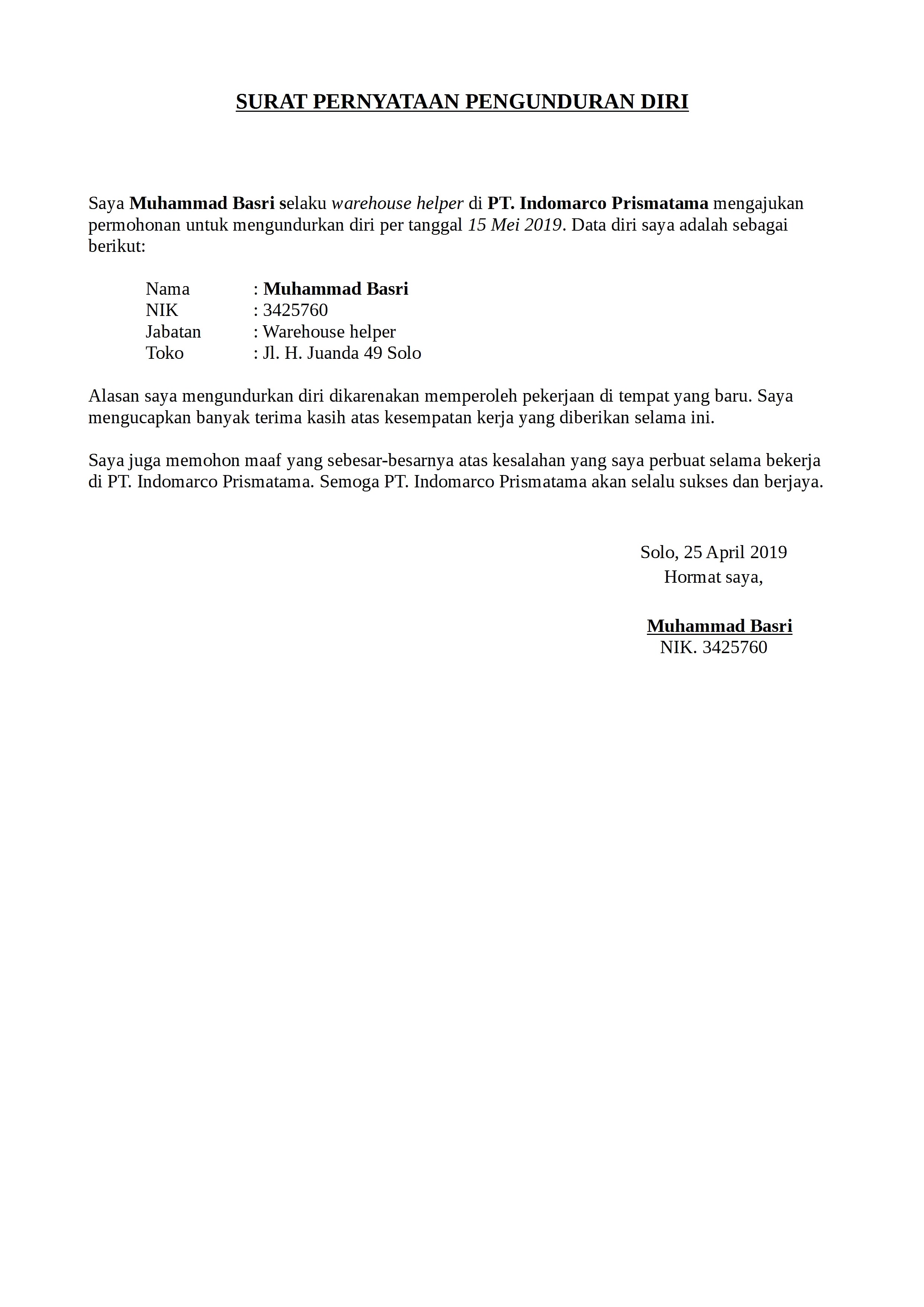 Detail Surat Risent Kerja Nomer 46