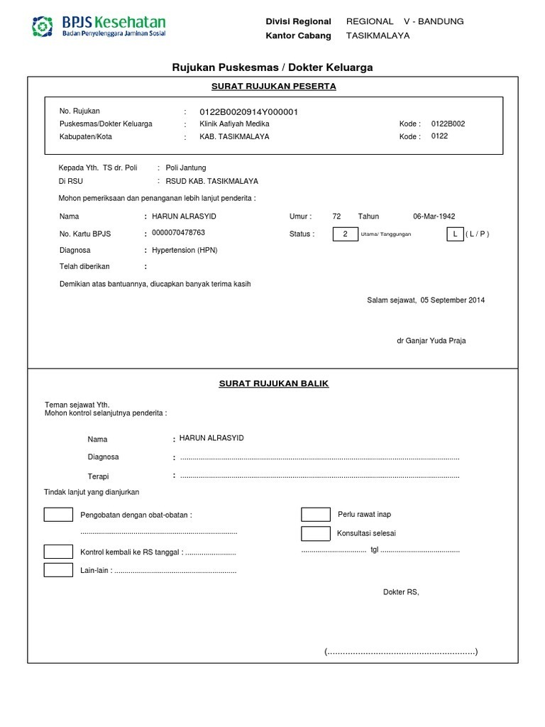 Detail Surat Rujukan Puskesmas Nomer 18