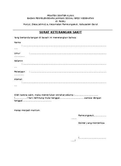 Detail Surat Sakit Dari Dokter Nomer 8