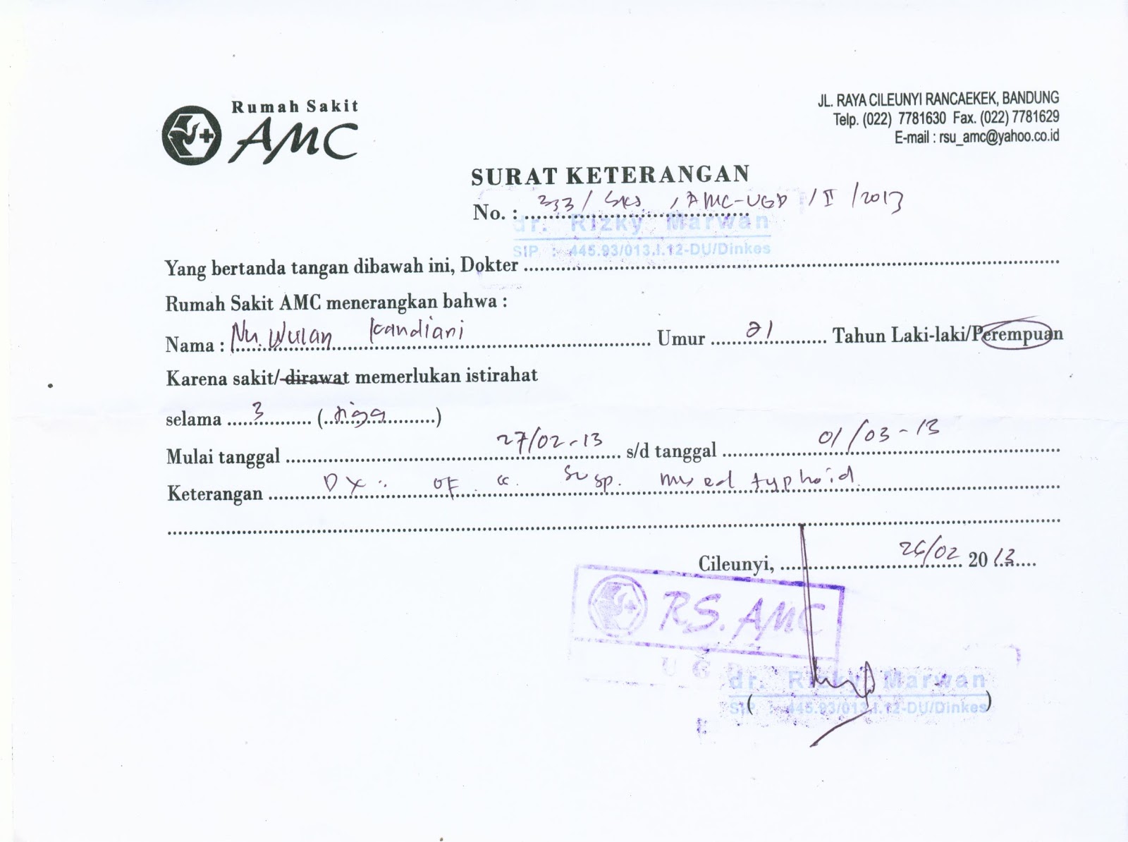 Detail Surat Sakit Dari Dokter Nomer 24