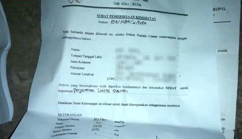 Detail Surat Sakit Dokter Denpasar Nomer 45