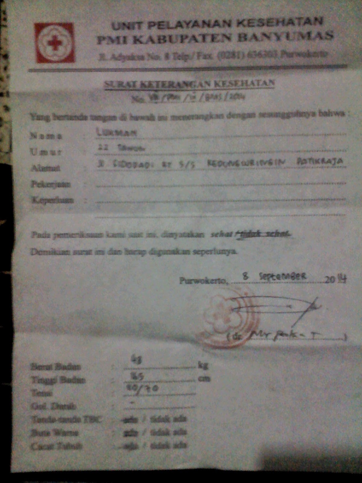 Detail Surat Sehat Dari Dokter Nomer 39