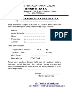 Detail Surat Sehat Klinik Nomer 17