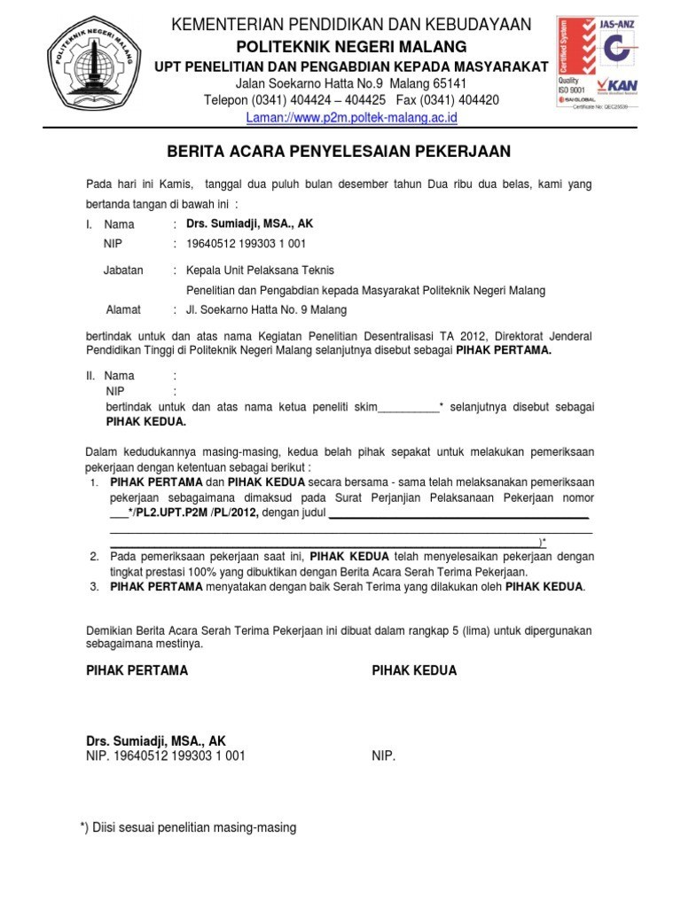 Detail Surat Serah Terima Pekerjaan Nomer 16